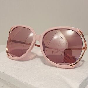 Chrome Pink and Gold Big Mirrored Square Sunglasses 59/17 141mm UV400
